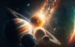 Картинка вселенная, планеты, галактика, звёзды, солнечная система