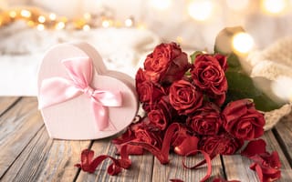 Картинка цветы, стиль, День Святого Валентина, сердце, подарок, Valentine's Day, красные розы, букет