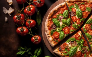 Картинка томаты, помидоры, базилик, пицца