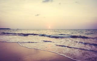 Картинка песок, море, закат, sky, пляж, beach, sea, sunset