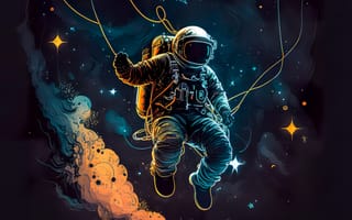 Картинка Звезды, Скафандр, Одиночество, Выход в открытый космос, Внешнее темное пространство, Космос, Астронавт, Космонавт
