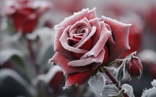 Картинка зима, цветок, beautiful, снег, роза, flower, мороз, rose