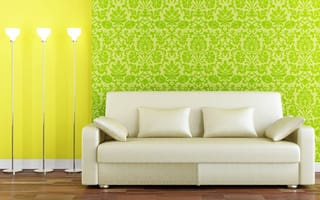 Картинка интерьер, зеленый, диван, стиль