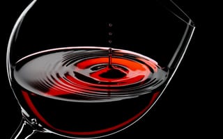 Картинка черный фон, капли, красное, вино, стеклянный, бокал