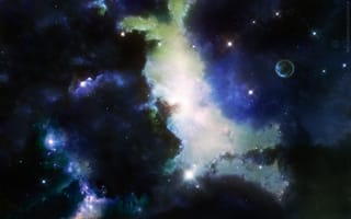 Картинка Origins, planets, stars, digital illustration, nebulae, space
