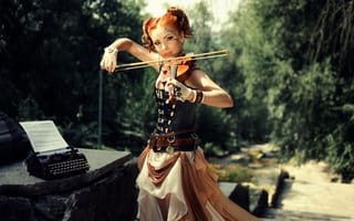 Картинка девушка, скрипка, музыка