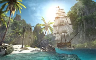 Картинка Assassin's Creed IV: Black Flag, остров, корабль, берег, пляж