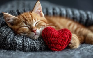 Картинка кошка, котенок, сердце, kitten, heart, lovely, няшка, cute