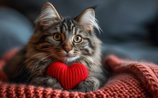 Картинка кошка, котенок, милый, cute, heart, lovely, сердце, kitten