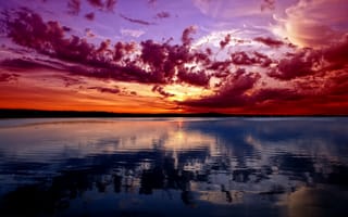 Картинка Закат, небо, река