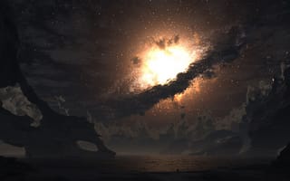 Картинка Cosmic Shoals, планета, взрыв, digital, свет, космос
