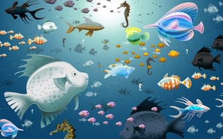 Картинка рыбы, аквариум, вода, синий, морские