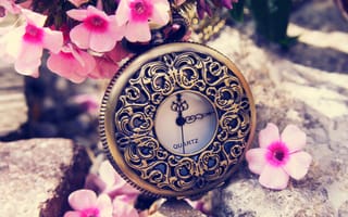 Картинка цветы, циферблат, весна, time, spring, switch, flowers, часы, время, dial, clock