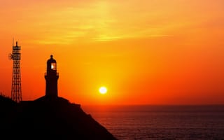 Картинка море, маяк, ничего общего с вов и второй мировой, солнце