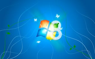 Картинка Microsoft, ОС, синий фон, логотип, WIndows 8