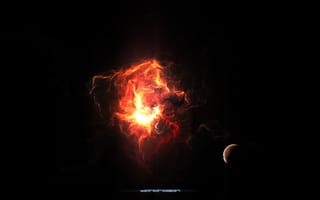 Картинка планета, созвездие, спутник, свечение, nebula