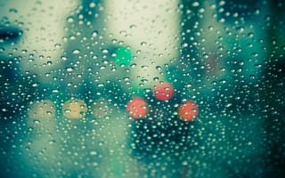 Картинка макро, дождь, цвета, боке, капли, стекло, окно, настроение