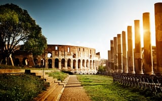 Картинка Italy, Rome, Италия, Colosseum, ступеньки, колонны, архитектура, Колизей, Рим, солнце, свет, амфитеатр
