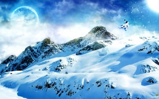 Картинка сноуборд, горы, снег