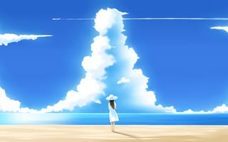 Картинка лето, облака, пляж, небо