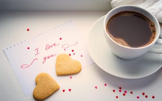 Картинка чашка, coffee, сердце, beans, love, heart, кофе