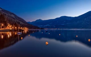 Картинка швейцария, ночь, озеро
