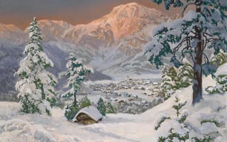 Картинка Alois Arnegger, Альпы, зима, снег, пейзаж, елка