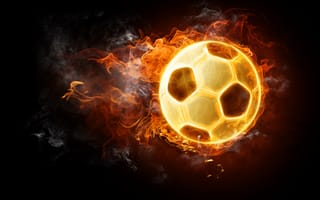 Картинка мяч, огонь, футбол, черный