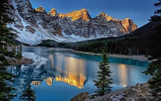 Картинка Moraine Lake, горы, Канада, Canada, Banff National Park, отражение, Valley of the Ten Peaks, Озеро Морейн