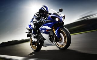 Картинка Yamaha, YZF-R1, front, спортивный мотоцикл, скорость, ямаха, мотоциклист