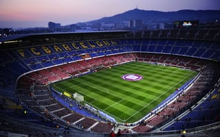 Картинка Camp Nou, Стадион, Барселона, Футбол, Поле, Камп Ноу, Вечер