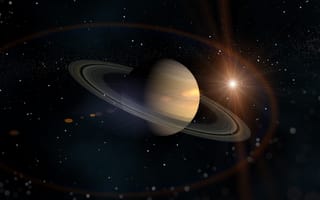 Картинка Космос, Сатурн, планета нашей солнечной системы, солнце, звезды, кольца