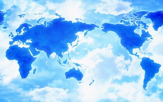 Картинка карта, азия, америка, африка, облака