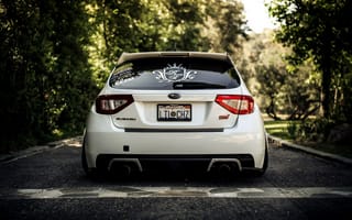 Картинка Subaru Impreza wrx sti, wrx, белый, sti, subaru, Калифорния, Лес, impreza