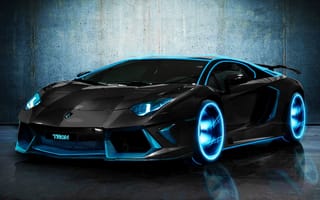Картинка Lamborghini, tron, black, Aventador
