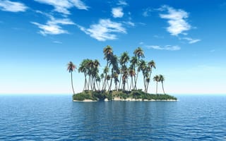Картинка Небо, море, горизонт, простор, остров, пальмы