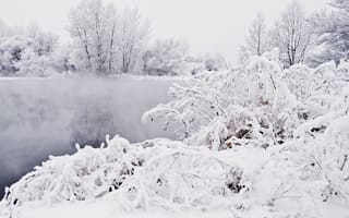 Картинка Зима, Снег, Winter, Blizzard, Frost, Snow, Мороз, Пруд