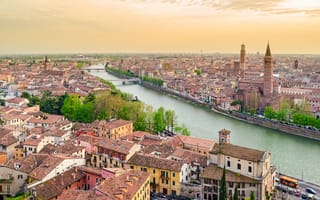 Картинка Italy, city, view, Италия, Verona, город, cityscape, Europe, travel, panorama, Верона