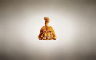 Картинка Гарфилд, кот, Garfield, светлый фон, пухлый, рыжий, хитрая морда