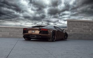 Картинка Lamborghini, суперкар, Авентадор, небо, вид сзади, тюнинг, Wheelsandmore, Anventador, Rabbioso, Ламборгини, tuning