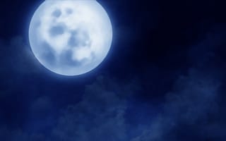 Картинка облака, луна, ночь