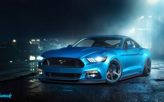 Картинка Ford, перед, GT, мустанг, форд, мускул кар, синий, muscle car, by Gurnade, front, Mustang, blue