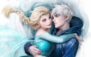 Картинка Jack Frost, Winter Spirit, Elsa, Frozen, Snow Queen, Rise of the Guardians, Холодное сердце