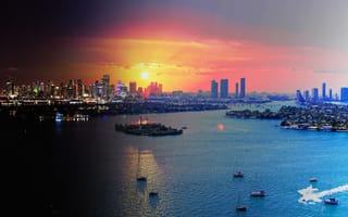 Картинка Майами, Флорида, огни, florida, панорама, вечер, Miami