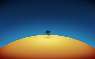 Картинка Дерево, синий, желтый, минимализм