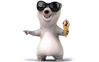 Картинка 3d, funny, ice cream, white bear, медведь, character