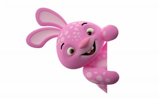 Картинка 3d, character, pink, monster, funny, cute, smile, rabbit