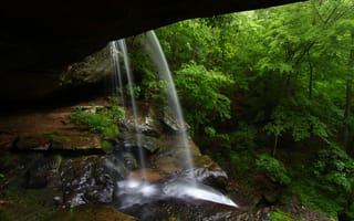 Картинка водопад, прохлада, waterfall, пещера