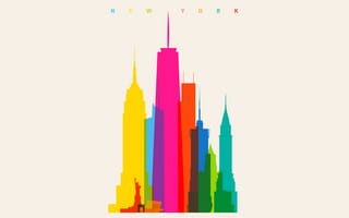 Картинка New York, краски, город, дома, масштаб, радуга, цвет, Нью-Йорк