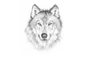 Картинка волк, wolf, светлый фон, морда, живопись